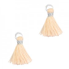 Mini Quaste Ibiza Style 1cm Silver-blush pink